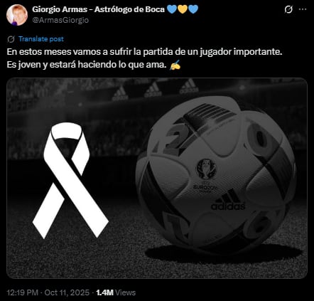 Giorgio Armas y su inquietante predicción sobre la partida de un joven futbolista.
