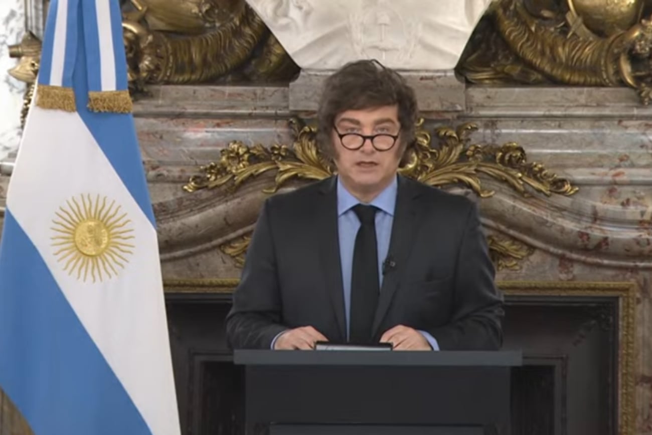 Cadena Nacional de Javier Milei. (Captura)