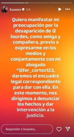 La desesperación de Lissa Vera de Bandana por la desaparición de Lowrdez: “Estoy yendo a...”