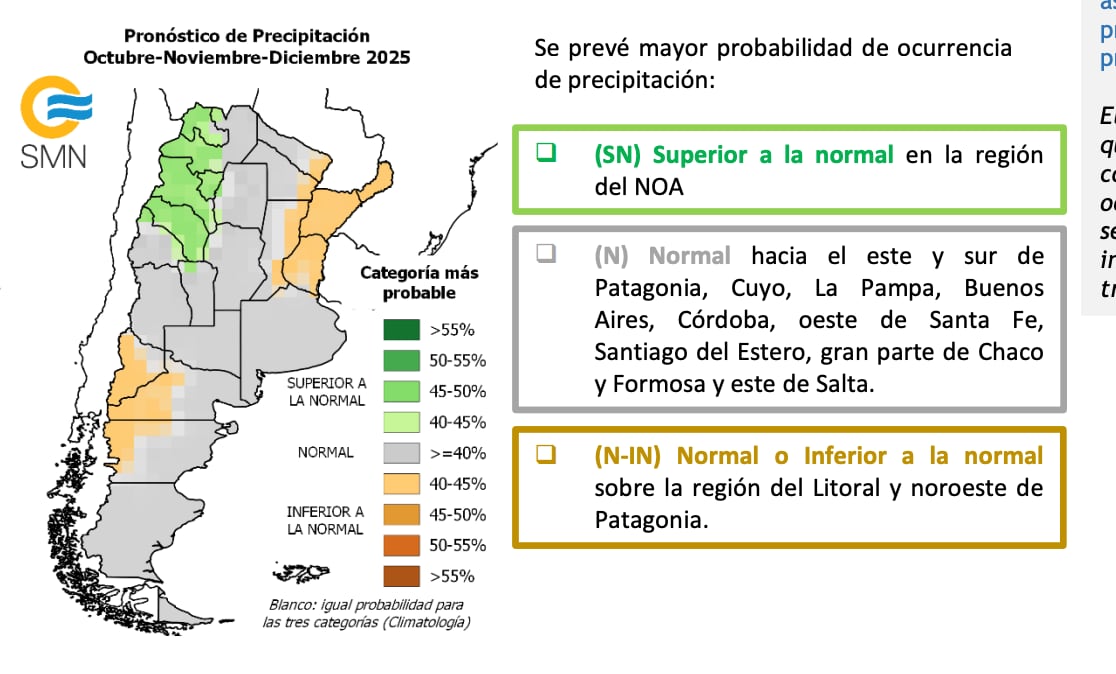 Córdoba espera lluvias regulares para el final de 2025.
