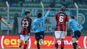 Belgrano y el triunfo 3 a 2 ante Defensores de Belgrano, por el cabezazo de Tobías Ostchega (Prensa Belgrano).