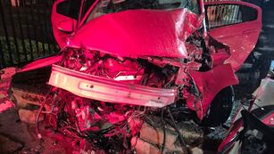 Una madre y sus tres hijos resultaron heridos tras chocar contra un poste.