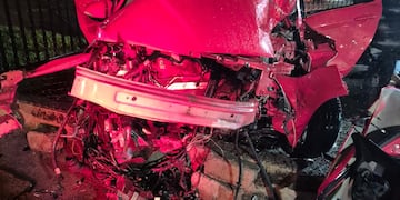 Una madre y sus tres hijos resultaron heridos tras chocar contra un poste.