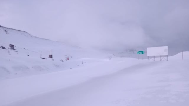 Pehuenche suspendido por nieve