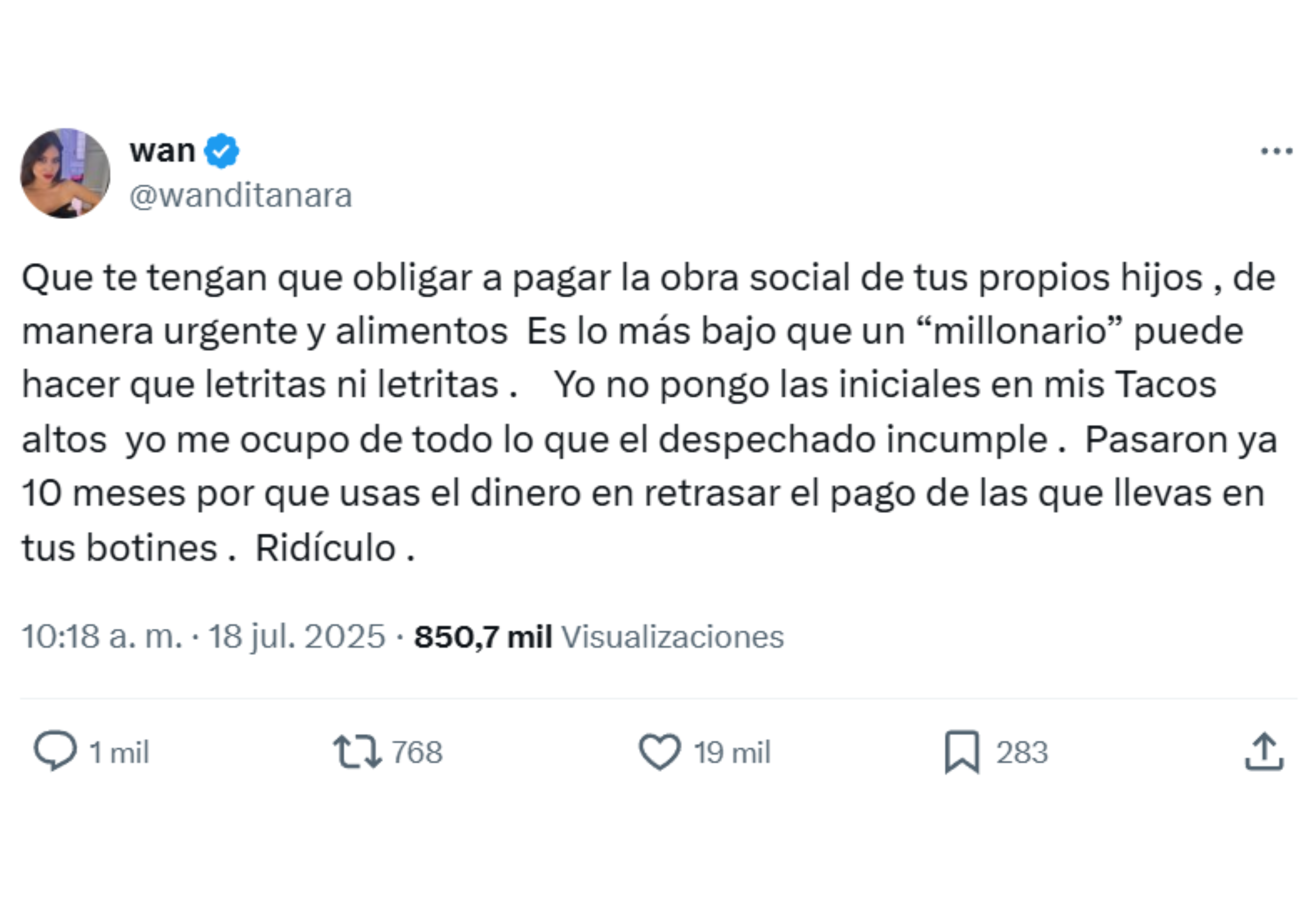 El tweet de Wanda.