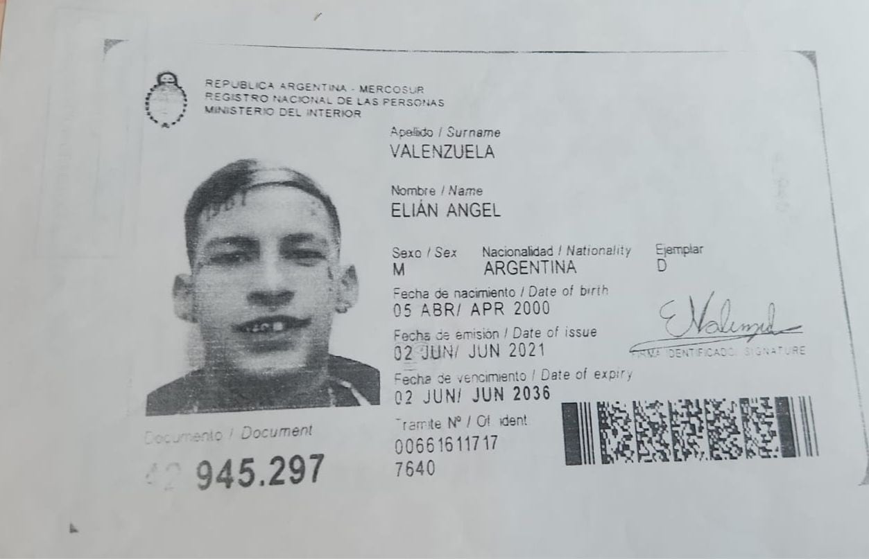 La copia del DNI de L-Gante que encontraron.