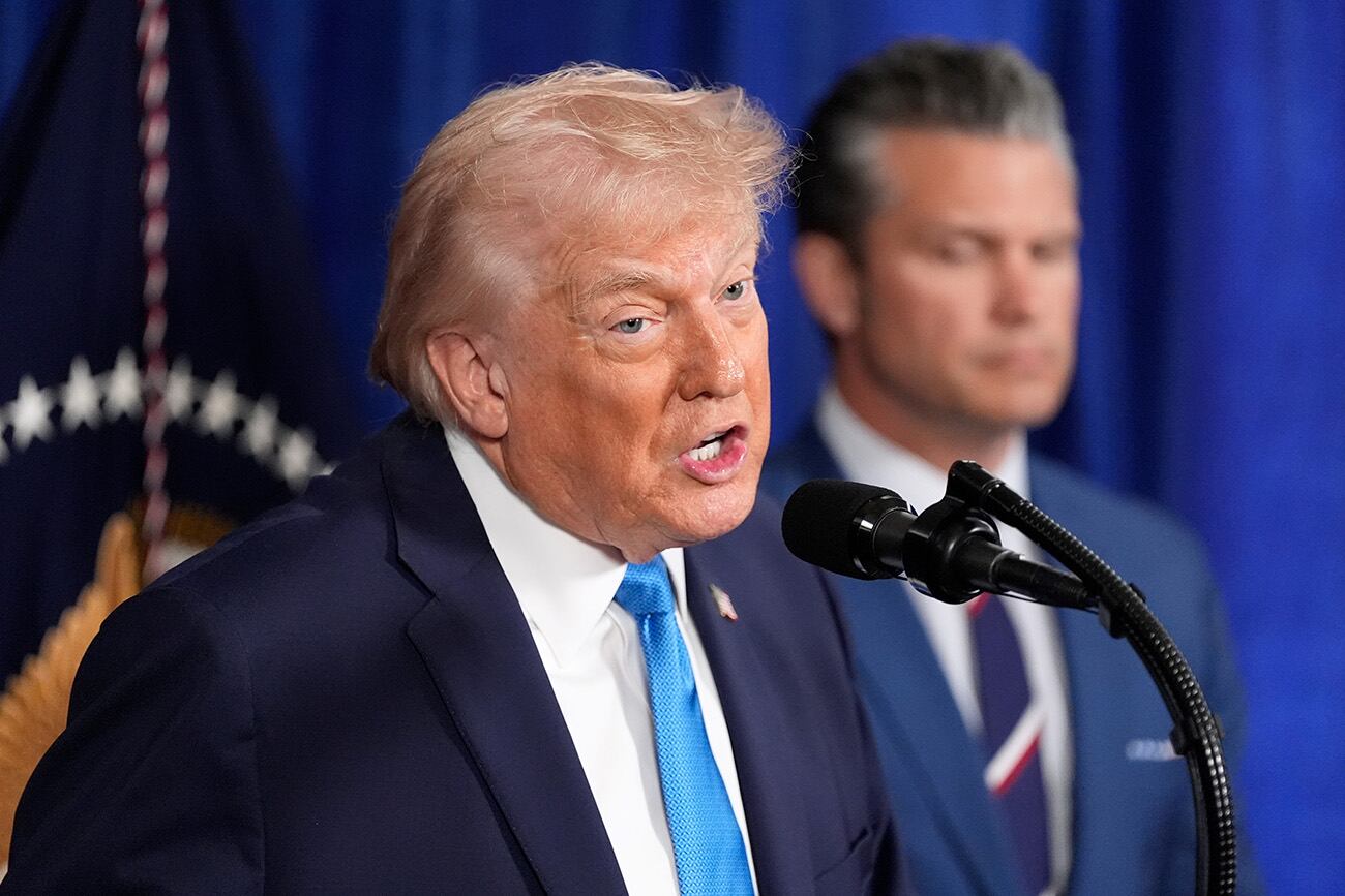 Conferencia de prensa de Donald Trump. AP