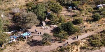 Una vista aérea del inicio del operativo en zonas aledañas al espejo de agua de Potreros de los Funes. Gentileza El Diario