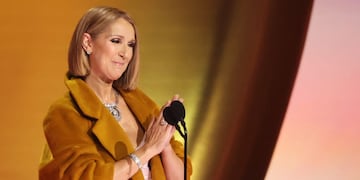 Céline Dion en la presentación del Álbum del Año, que ganó Taylor Swift. Foto: El País