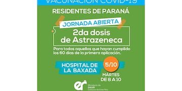 Se vacunará a quienes hayan recibido la primera dosis hace más de 60 días.