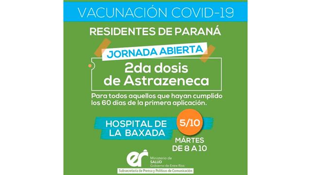 Se vacunará a quienes hayan recibido la primera dosis hace más de 60 días.