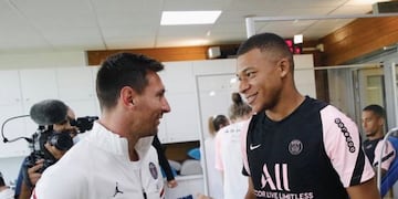 El sentido abrazo de Kylian Mbappé y Lionel Messi en el entrenamiento de PSG.
