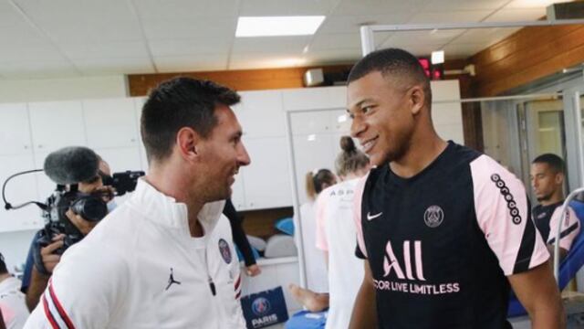 El sentido abrazo de Kylian Mbappé y Lionel Messi en el entrenamiento de PSG.