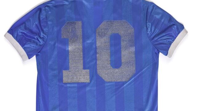 La camiseta que utilizó Diego Maradona en el mundial de México 1986 contra Inglaterra.