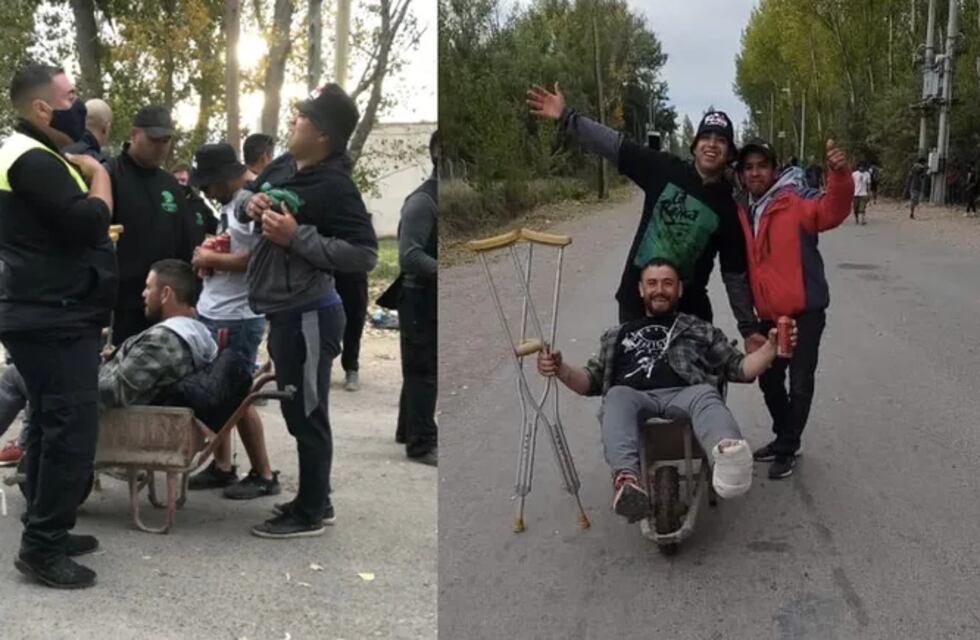Quebrado y en carretilla, así lo llevaron sus amigos a ver a La Renga en Neuquén y se volvió viral