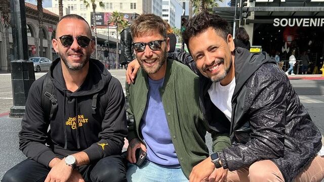 Diego Granadé, Pablo Tamagnini y Nelson Aguirre en el paseo de la fama de Hollywood, soñando con su propia estrella. (Instagram @lakongaoficial).