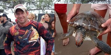 Pescó una tortuga marina y la devolvió al mar