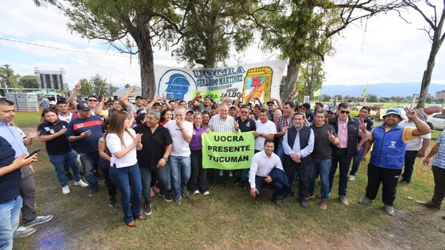 Osvaldo Jaldo en la sede de la UOCRA para celebrar el Día del Obrero de la Construcción y del Trabajador.