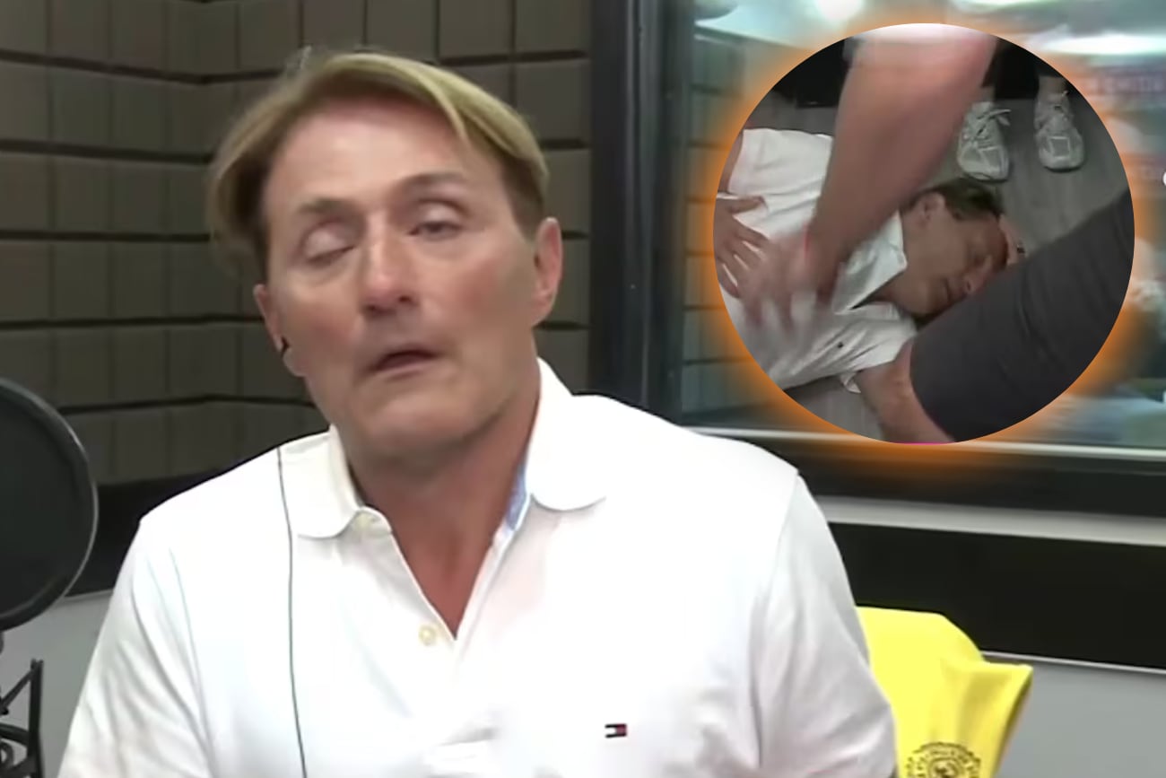 Daniel Gómez Rinaldi se descompensó en vivo. (Fotos: captura de pantalla)