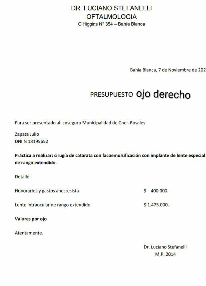 Presupuesto de la operación