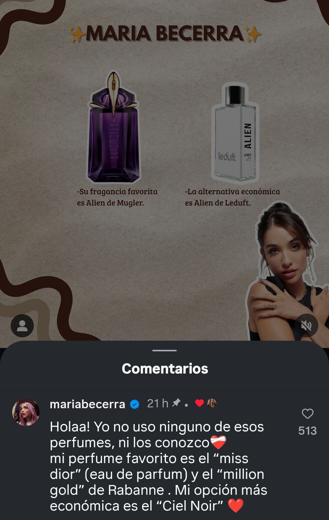 El perfume favorito de María Becerra