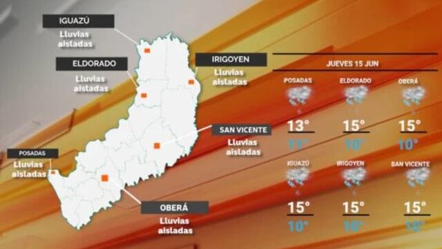 Jornada inestable y lluviosa para este jueves en Misiones.