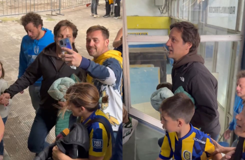 In fraganti: Rodrigo de la Serna fue a alentar a Rosario Central con sus hijos y se sacó fotos con los hinchas