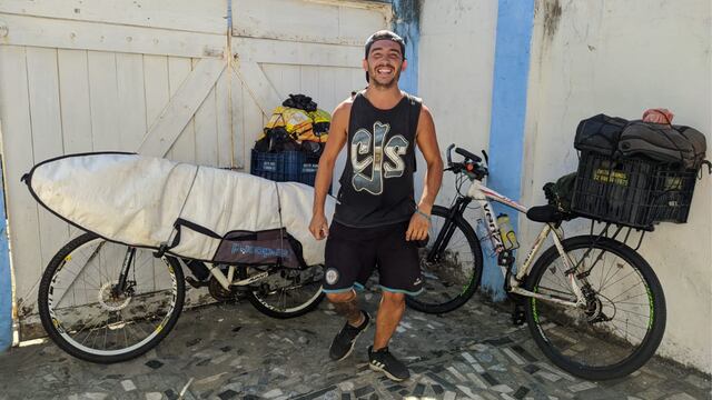 Franco Rueda, el mendocino que recorrió Brasil de sur a norte en bicicleta y por la costa. Foto: Gentileza.