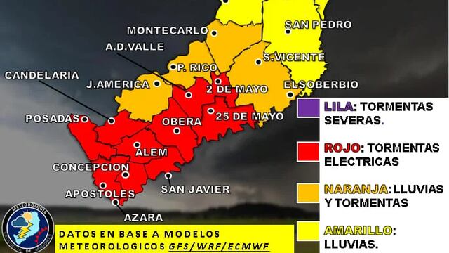 Alerta meteorológico para la provincia de Misiones.