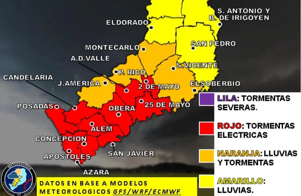 Alerta meteorológico para la provincia de Misiones