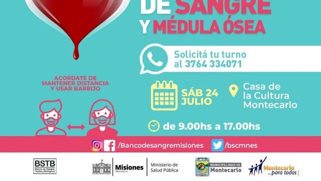 Nueva jornada de donación voluntaria de sangre en Montecarlo.