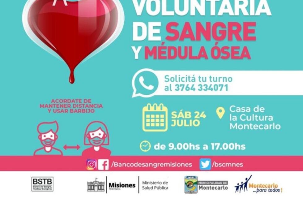 Nueva jornada de donación voluntaria de sangre en Montecarlo