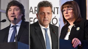 Javier Milei, Patricia Bullrich y Sergio Massa, los principales candidatos a presidente.