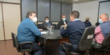 Reunión en el Cosedepro por la seguridad en los partidos de la Liga Cordobesa de Fútbol. (Prensa Ministerio de Seguridad)
