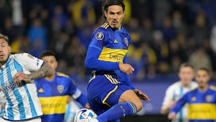 Edinson Cavani, delantero de Boca, en el partido ante Racing por la Copa Libertadores. (Prensa Conmebol)
