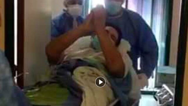 El enfermero carlospacense Pablo Miranda fue dado de alta. Imagen tomada del video subido por la doctora Daniela Mendoza.