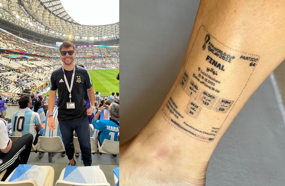 Locura Mundial: estuvo en la final de Qatar 2022 y se tatuó la entrada oficial en la pierna
