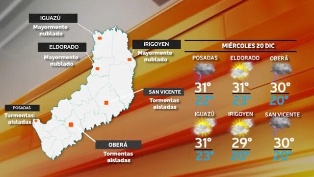 Se espera posibles lluvias y tormentas este miércoles en Misiones.