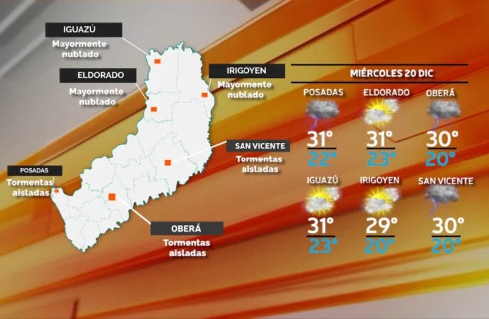 Se espera posibles lluvias y tormentas este miércoles en Misiones