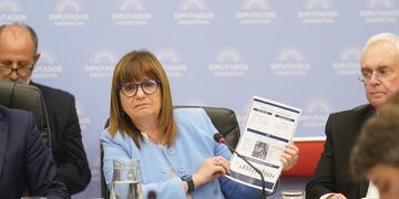 Patricia Bullrich exponiendo en Comisiones.