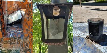 Vandalismo en la plaza de la Villa 25 de Mayo en San Rafael.