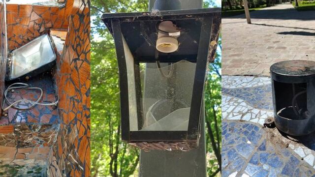 Vandalismo en la plaza de la Villa 25 de Mayo en San Rafael.