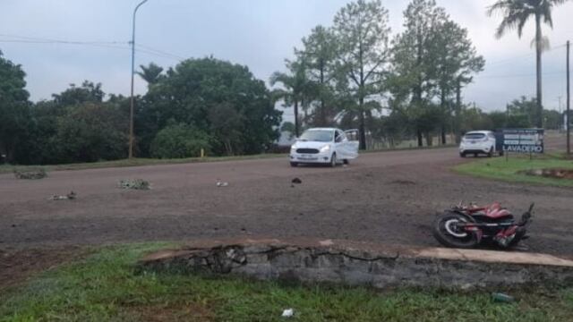 Accidente vial en San Javier: un motociclista resultó herido.