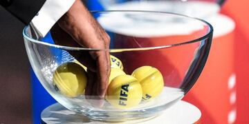 Simulacro de sorteo de los grupos para el Mundial de Qatar 2022.