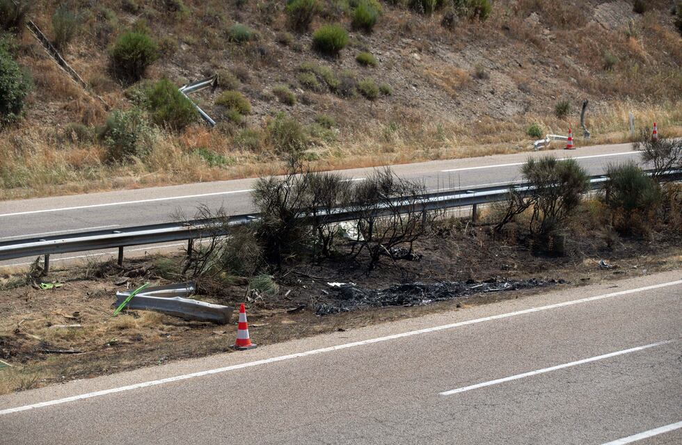 Así quedó el auto en el que viajaba Diogo Jota, jugador del Liverpool que falleció