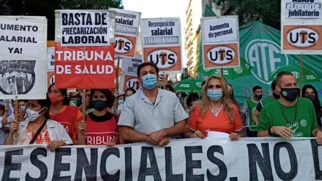 Nuevas protestas de la multisectorial de trabajadores de Salud. (Gentileza UTS)