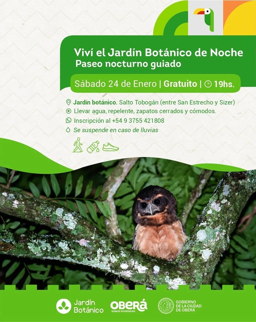 Oberá refuerza su agenda de verano con un nuevo Paseo Nocturno en el Jardín Botánico.