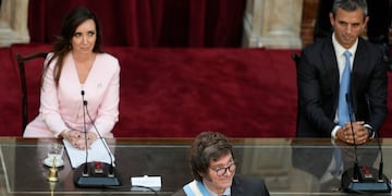 Milei le pide a Menem y Villarruel que den marcha atrás con el aumento para legisladores. (AP Foto/Natacha Pisarenko)