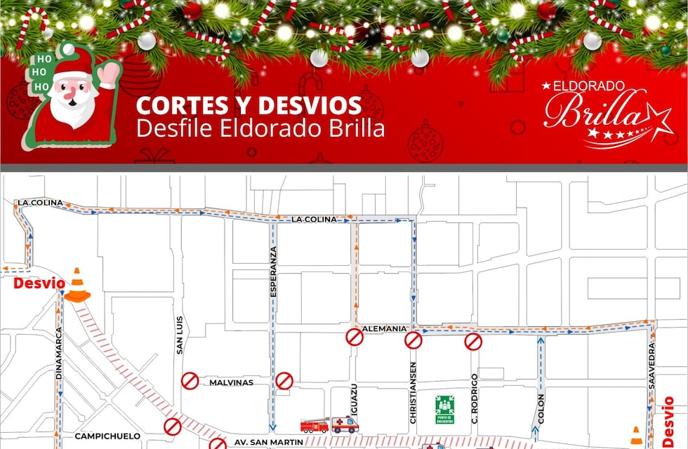 Eldorado: tránsito desviado por desfile navideño