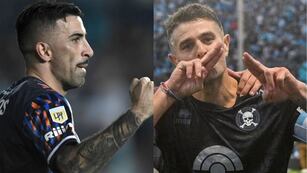 Michael Santos y Pablo Vegetti, los delanteros de Talleres y Belgrano que terminaron arriba en la tabla de goleadores de la Liga (La Voz).